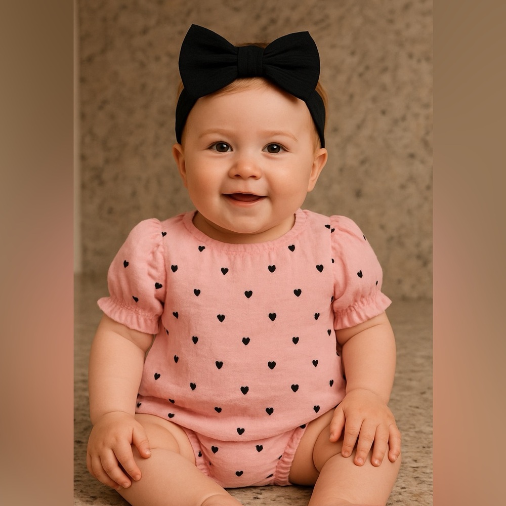 Pink Heart Patterned Baby Dress